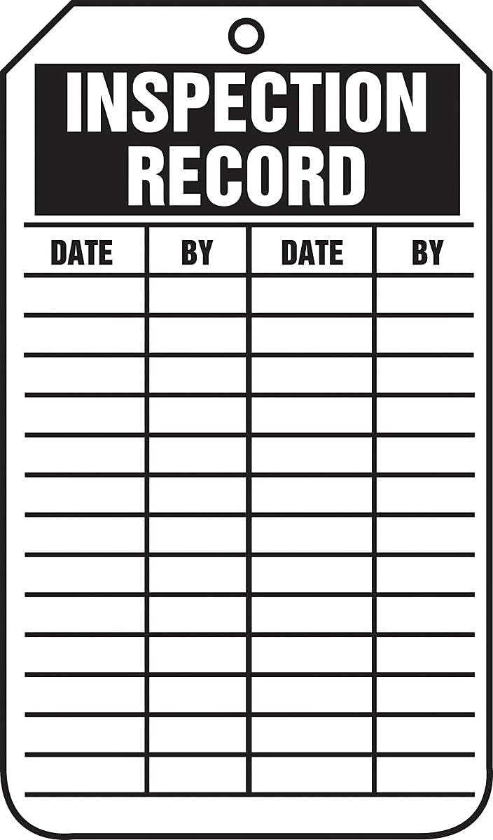 AccuformNMC 25 Count Inspection Records Saftey Tag, Inspection Record, PF-Cardstock for Lockout Tagout, TRS307CTP, American Made Safety Tags, Signs, and Labels - Image 1